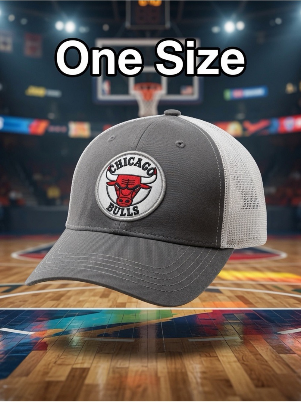 Chicago Bulls Gray & White Trucker Cap